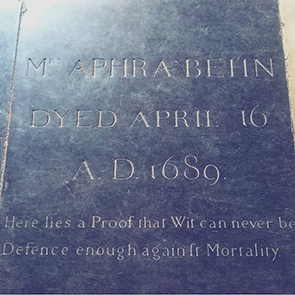 Aphra Behn's Grave with inscription