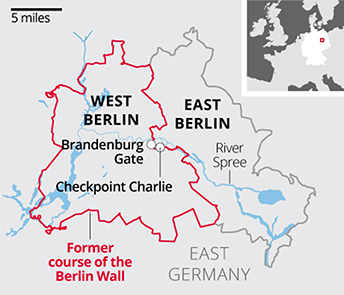 Map of East and West Berlin