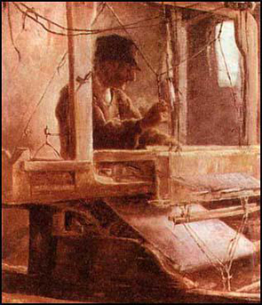 Weaver at a handloom