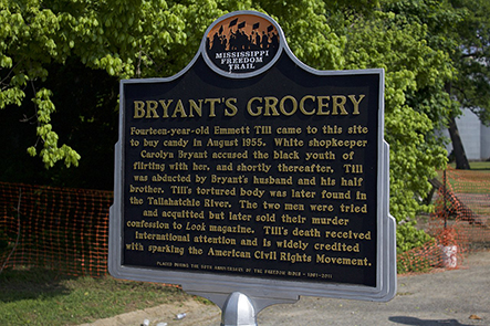 Sign at site of Bryant's Grocery store