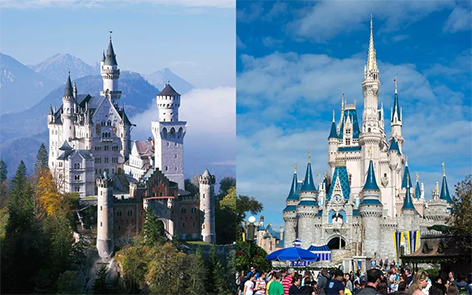 Neuschwanstein and Disney Castles compared