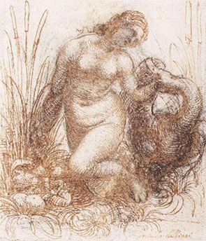 Study for Kneeling Leda by Leonardo da Vinci